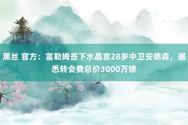 黑丝 官方：富勒姆签下水晶宫28岁中卫安德森，据悉转会费总价3000万镑