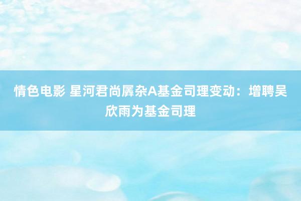 情色电影 星河君尚羼杂A基金司理变动：增聘吴欣雨为基金司理