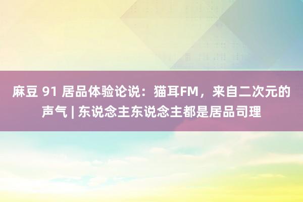 麻豆 91 居品体验论说：猫耳FM，来自二次元的声气 | 东说念主东说念主都是居品司理