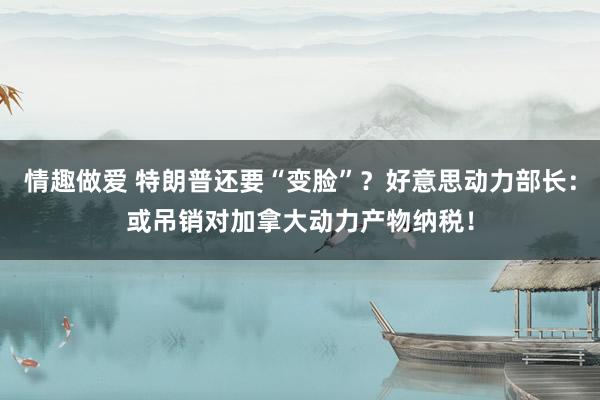 情趣做爱 特朗普还要“变脸”？好意思动力部长：或吊销对加拿大动力产物纳税！