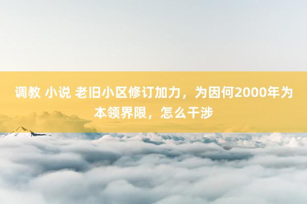 调教 小说 老旧小区修订加力，为因何2000年为本领界限，怎么干涉